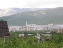 The complex extends a long way into the background and occupies a large area. It is connected by rail (see right foreground) to the rest of Russia.